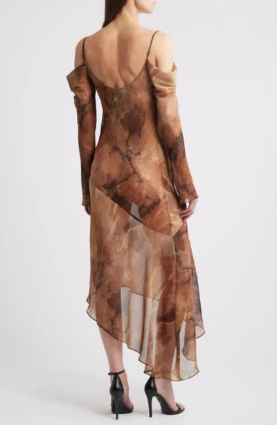 Mango Cloud Cold Shoulder Asymmetric Maxi Dress