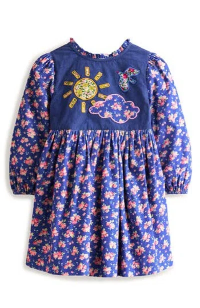 Mini Boden Cord Appliqué Dressbluejay Weather Girls Boden In Blue
