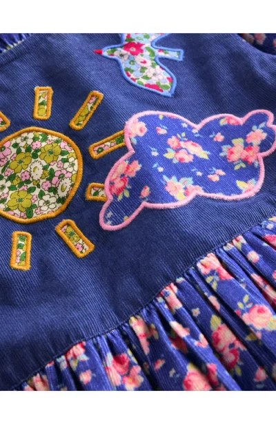 Mini Boden Cord Appliqué Dressbluejay Weather Girls Boden In Blue