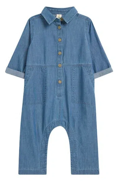 Tucker + Tate Cotton Chambray Romper In Blue
