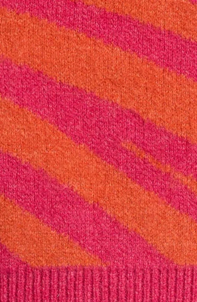 Freshman Kids' Zebra Stripe Quarter Zip Sweater In Pink