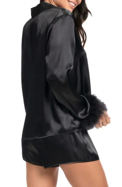 In Bloom By Jonquil Rory Feather Trim Satin Short Pajamas