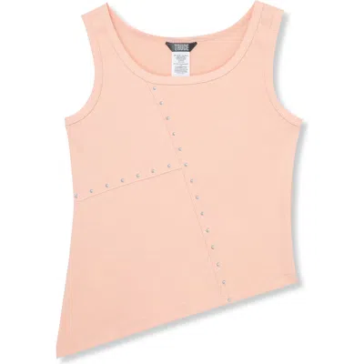 Truce Kids' Rib Stud Accent Cotton Tank In Pink