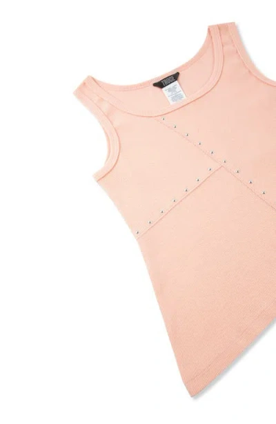 Truce Kids' Rib Stud Accent Cotton Tank In Pink