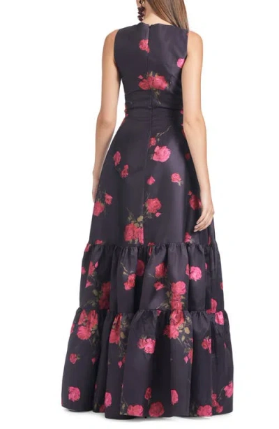 Sachin & Babi Rori Floral Print Tiered Sleeveless Gown