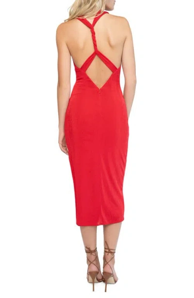 Katie May Ellie Shirred Open Back Body-con Cocktail Midi Dress