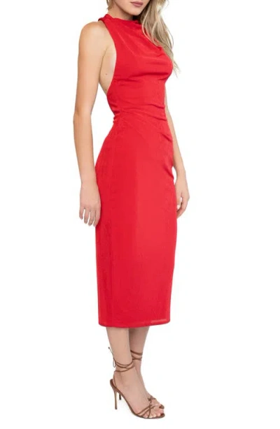 Katie May Ellie Shirred Open Back Body-con Cocktail Midi Dress