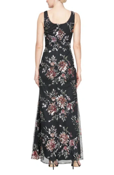 Alex Evenings Sequin Mesh Overlay Trumpet Dress