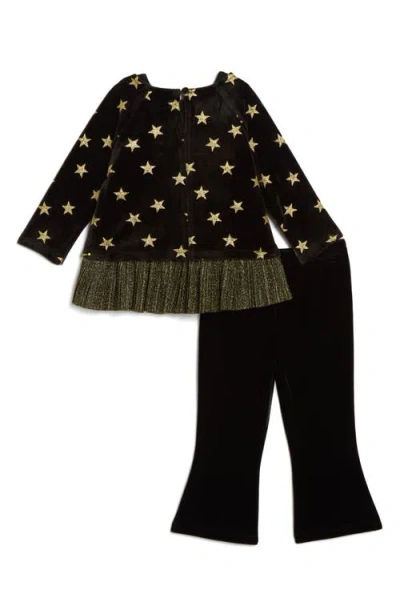Pippa & Julie Camilla Star Print Velvet Top, Tanki & Pants Set In Black
