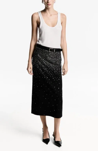 Mango Jess Rhinestone Embellished Midi Skirt