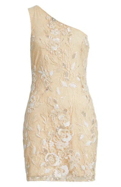 Sonya Moda Maysa Lace Beaded One-shoulder Minidress