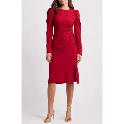 Julia Jordan Side Ruched Long Sleeve Midi Dress