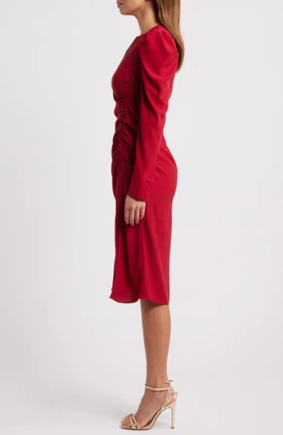 Julia Jordan Side Ruched Long Sleeve Midi Dress