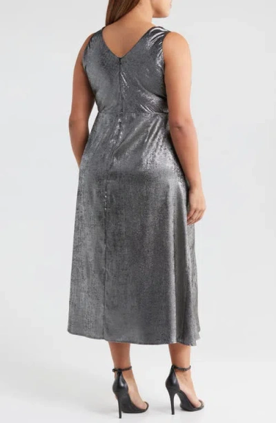 Melloday Ruched Metallic Sleeveless Maxi Dress