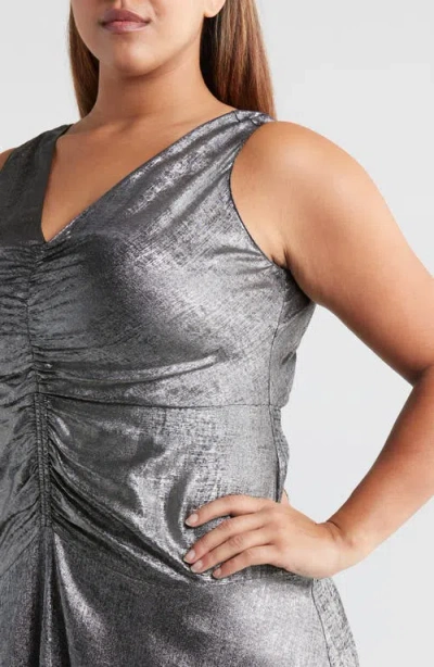 Melloday Ruched Metallic Sleeveless Maxi Dress