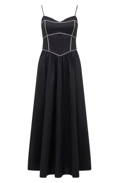 Ever New Gemma Contrast Piping Cotton Midi Dress