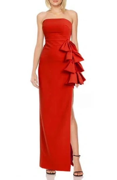 Jewel Badgley Mischka Side Bow Strapless Gown