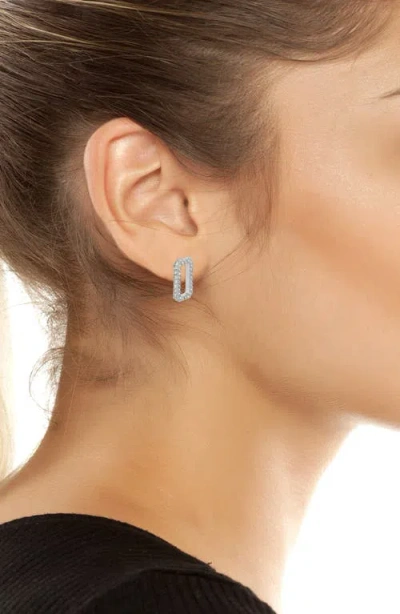 Allsaints Pave Geometric Link Stud Earrings In Rhodium Plated