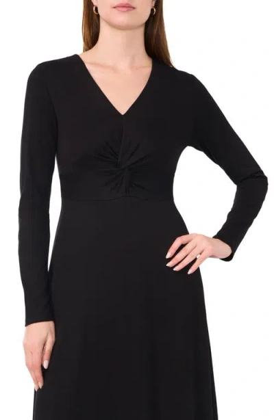 Halogen ® Twist Front Long Sleeve Midi Dress In Black