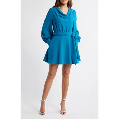 Black Halo Russel Tie Waist Long Sleeve Minidress