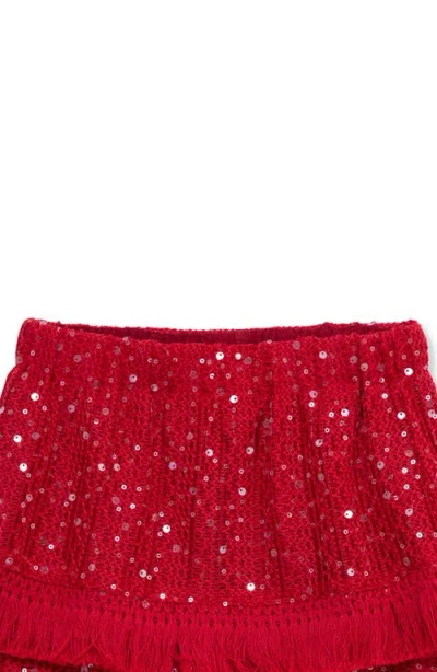 Habitual Kids Kids' Sequin Fringe Top & Skirt Set In Red