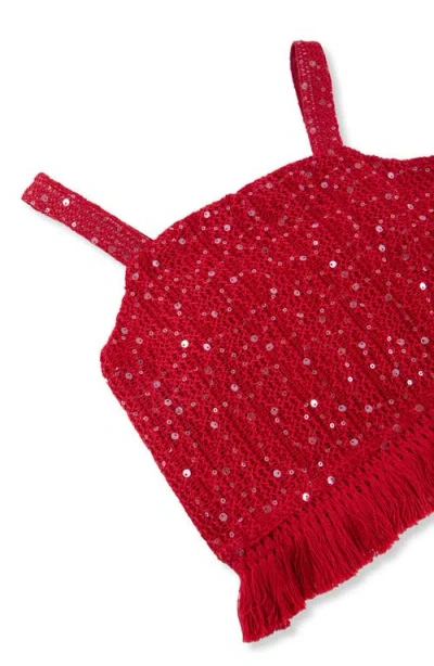 Habitual Kids Kids' Sequin Fringe Top & Skirt Set In Red