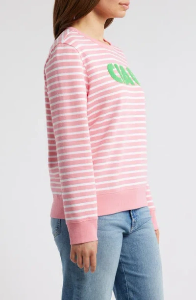 Caslon ® Ciao Stripe Appliqué Sweatshirt In Pink