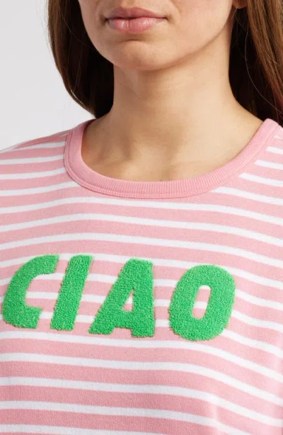 Caslon ® Ciao Stripe Appliqué Sweatshirt In Pink