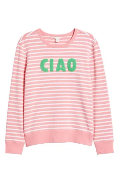 Caslon ® Ciao Stripe Appliqué Sweatshirt In Pink