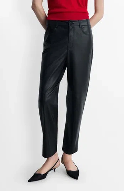 Mango Faux Leather Straight Leg Pants In Black