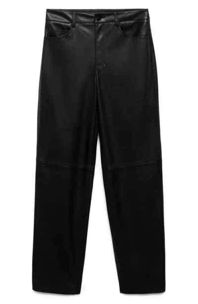 Mango Faux Leather Straight Leg Pants In Black