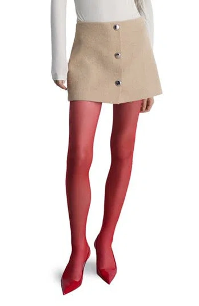 Mango Button Detail Cotton Blend Tweed Miniskirt