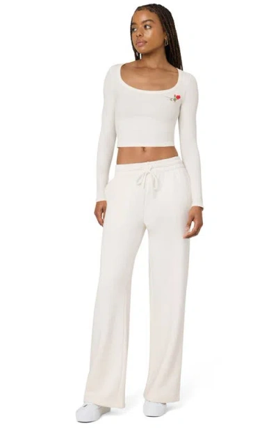 Florence By Mills Cozy Crush Forever Embroidered Wide Leg Sweatpants