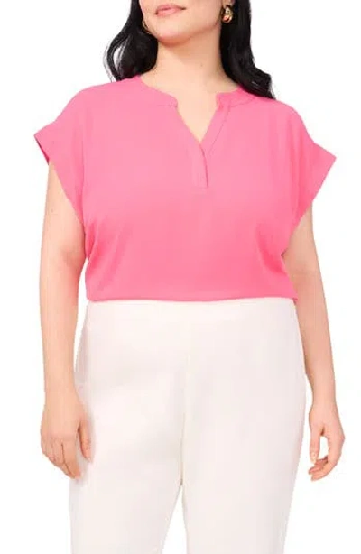 Vince Camuto Plus Size Flutter-sleeve Split-neck Top