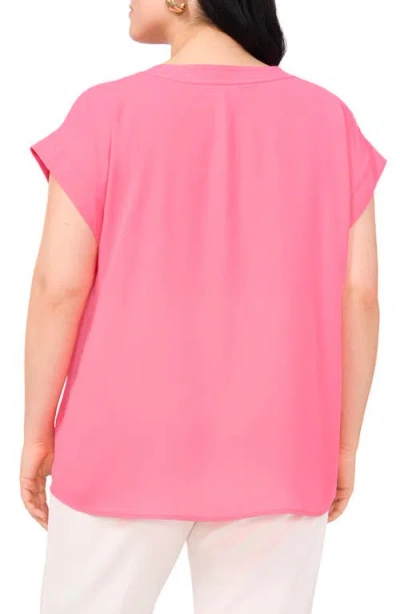 Vince Camuto Plus Size Flutter-sleeve Split-neck Top