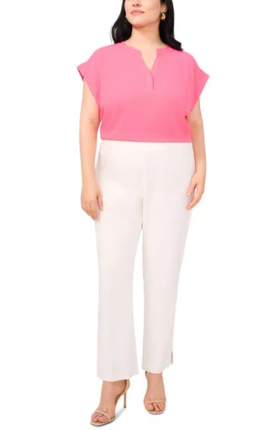 Vince Camuto Plus Size Flutter-sleeve Split-neck Top