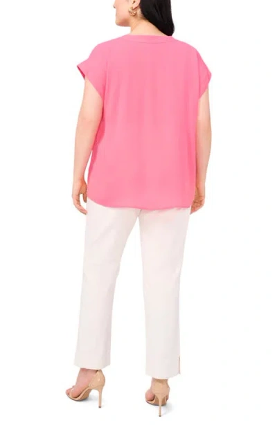 Vince Camuto Plus Size Flutter-sleeve Split-neck Top