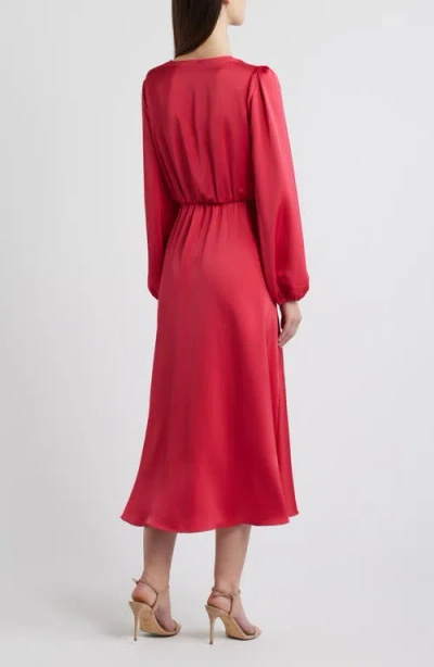 Sam Edelman Wrap Front Long Sleeve Satin Dress