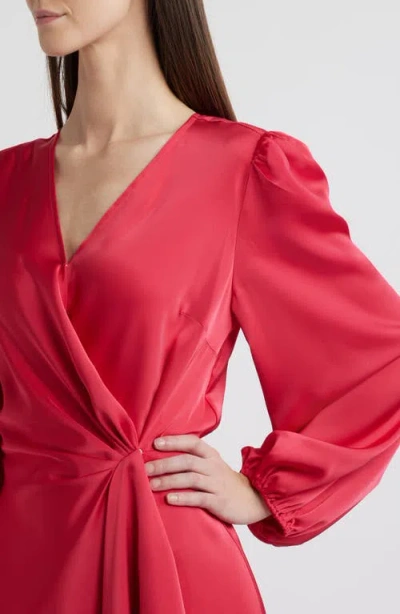 Sam Edelman Wrap Front Long Sleeve Satin Dress