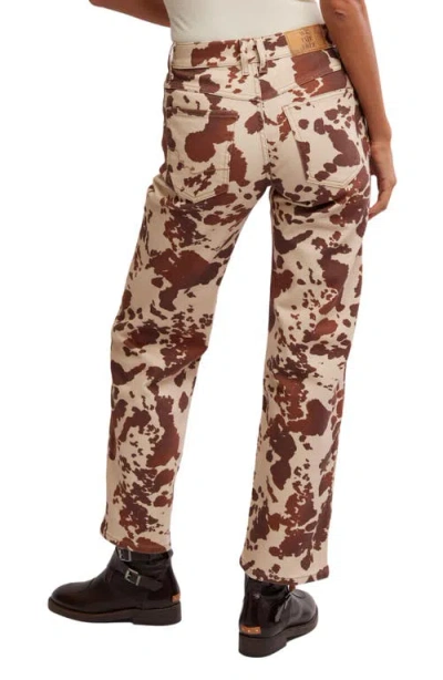 Free People We The Free Risk Taker High Rise Printed Jeans In Tea Combo
