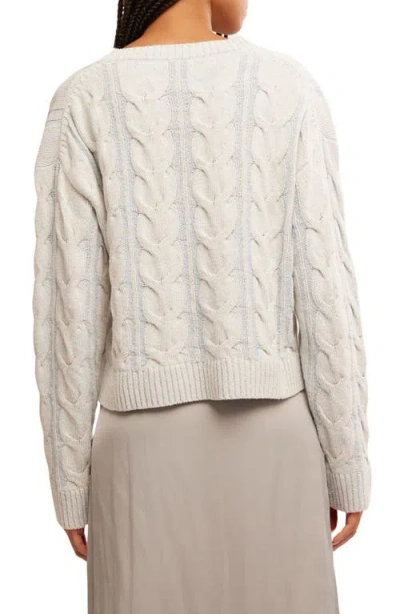 Free People Washed Cable Knit Sweater In Washed White
