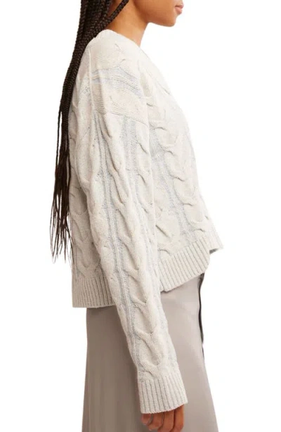 Free People Washed Cable Knit Sweater In Washed White