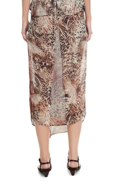 Lioness Banks Animal Print High-low Wrap Midi Skirt