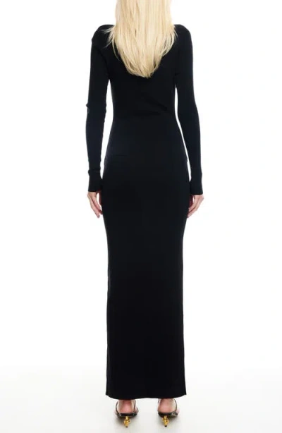Lioness Homecoming Cutout Detail Long Sleeve Body-con Maxi Dress In Black
