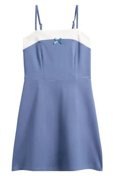 Ava & Yelly Kids' Contrast Trim Dress In Blue