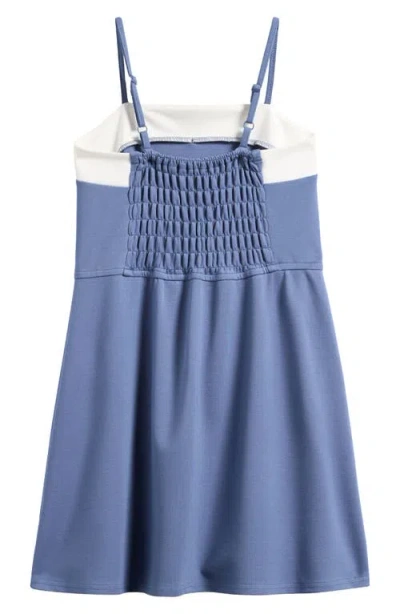 Ava & Yelly Kids' Contrast Trim Dress In Blue