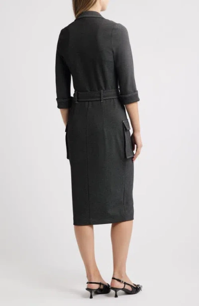 Black Halo Iria Tie Belt Denim Sheath Dress