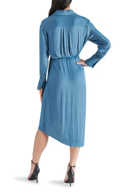 Steve Madden Martina Long Sleeve Faux Wrap Midi Shirtdress