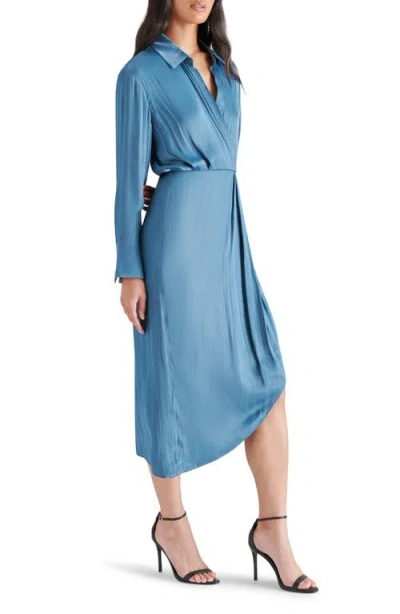 Steve Madden Martina Long Sleeve Faux Wrap Midi Shirtdress