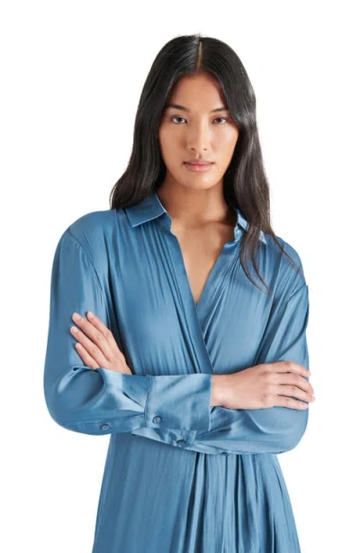 Steve Madden Martina Long Sleeve Faux Wrap Midi Shirtdress